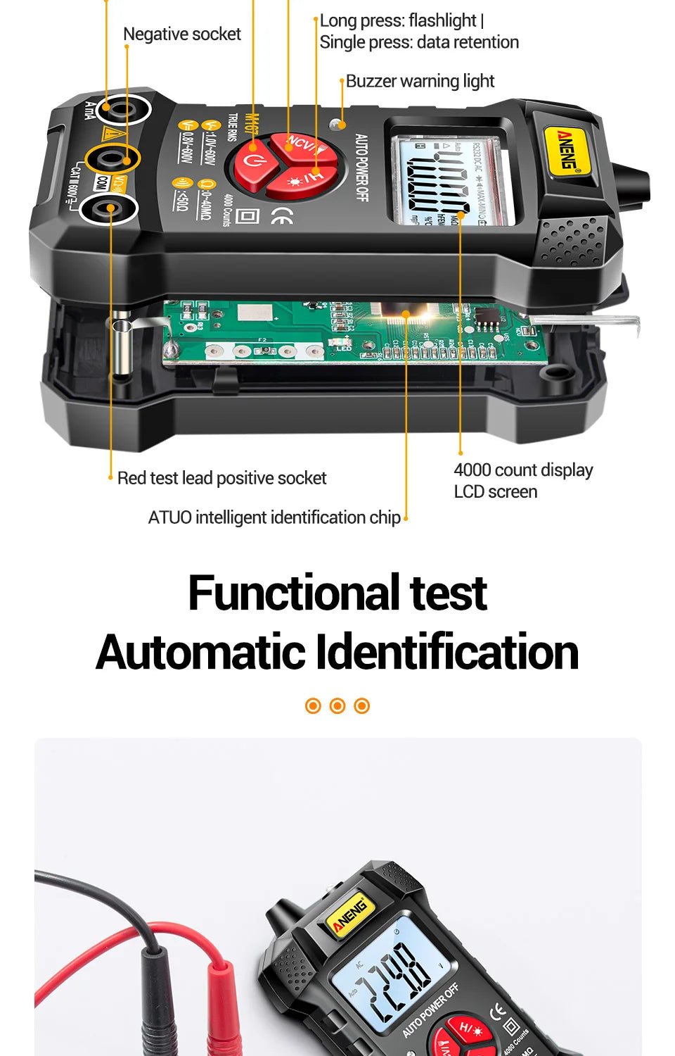 Digital Mini Multimeter Professional 4000 Counts AC/DC Electrical Instruments Tester Auto Range Meter Multimetro Tool