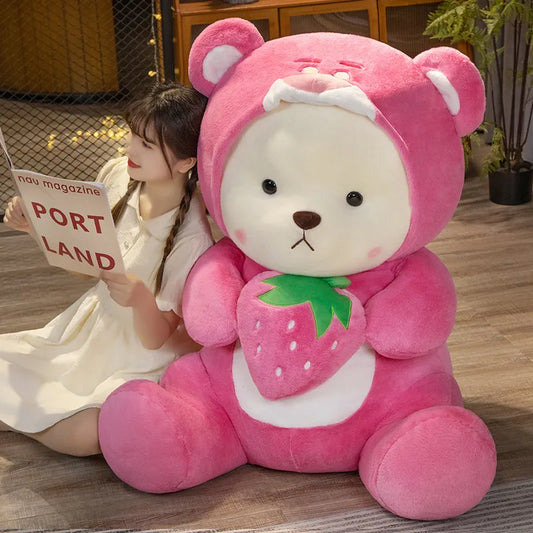 Pink Teddy Bear Plush Stuffed Animal with Cloth