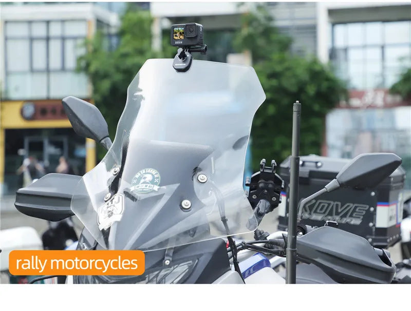 Motorcycle Windshield Clip Mount for Action Cameras and Smartphones
