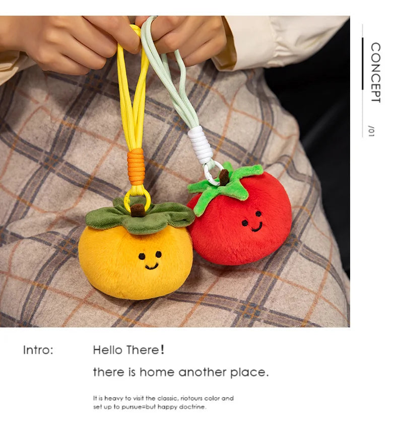 Cute Fruit and Vegetable Plush Pendant Backpack Charm