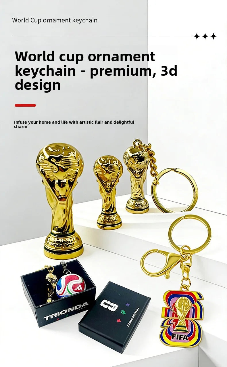2026 Football Trophy Keychain Soccer Fan Backpack Charm Collectible