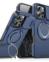 Heavy-Duty Armor Slide Camera Protection Case For iPhone 16 15 14 13 12 11 Pro Max Plus Magnetic 360° Rotating Ring Stand Cover