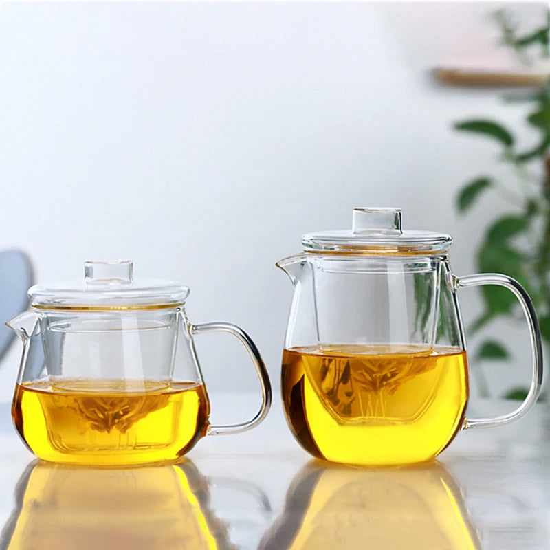 480/650ml Heat-Resistant Teapot With Glass Tea Strainer Infuser Flower Kettle Kung Fu Teawear Set Puer Oolong Pot Teaware