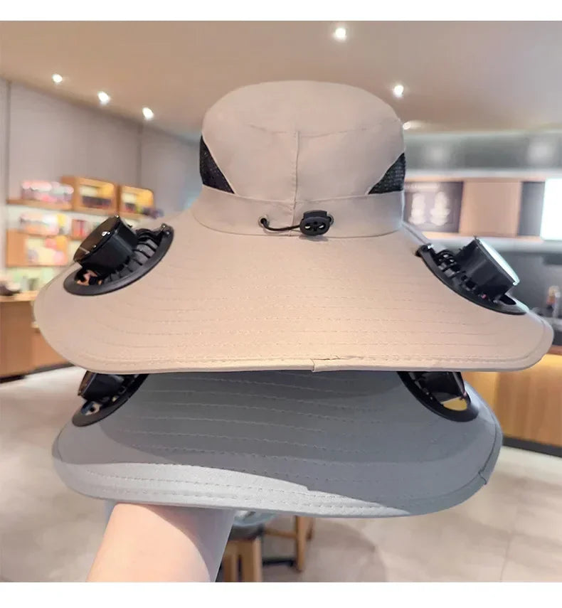 USB Cooling Fan Baseball Cap With Adjustable Fan