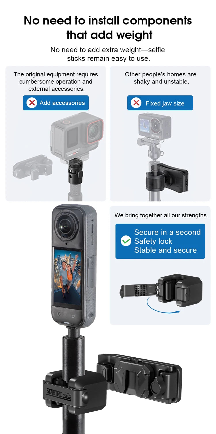 Quick Release Backpack Clip Mount for Action Cameras and Selfie Sticks
