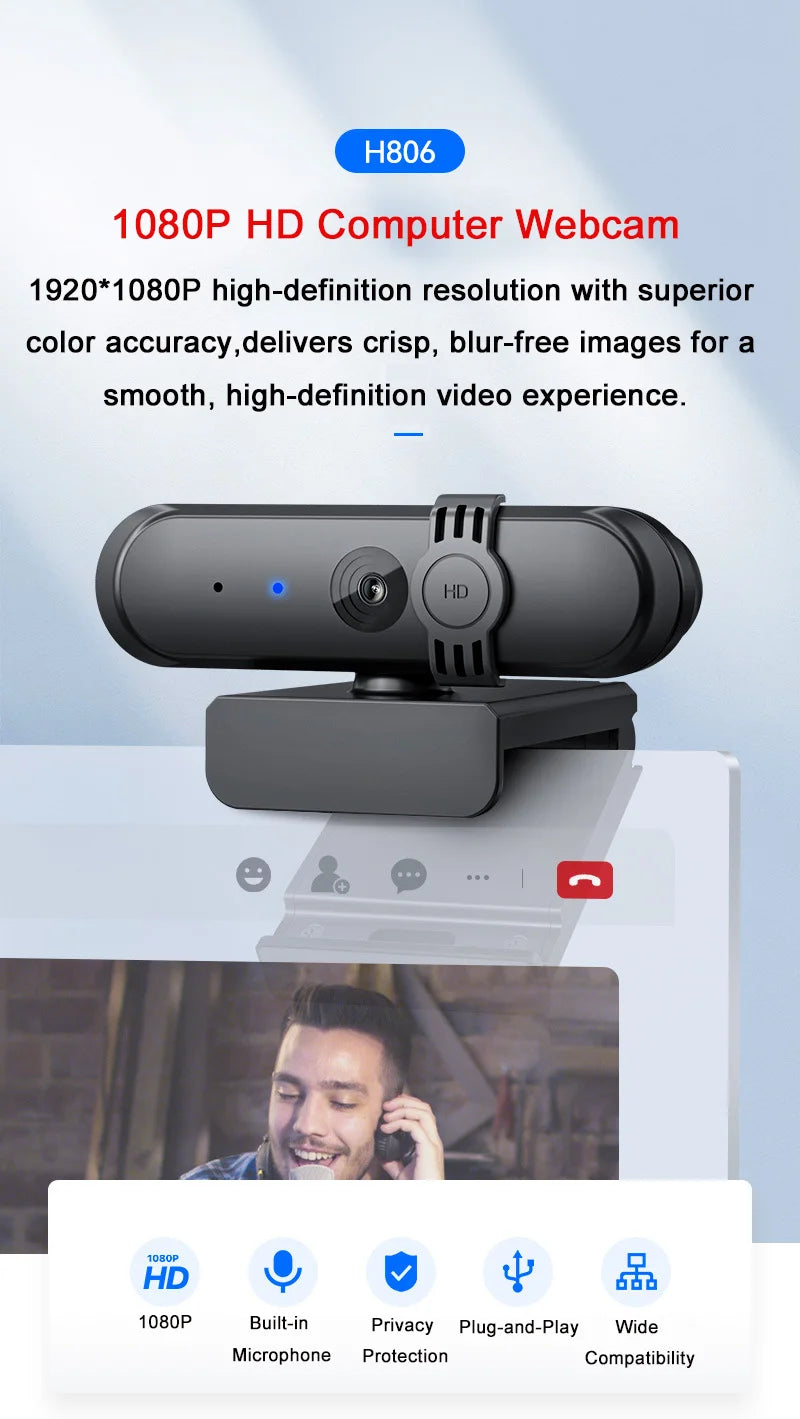 Webcam 1080P Web Camera Mini Usb Web Cam for Pc for Live Streaming  Conference Video Call for Laptop Pc Computer with Microphone