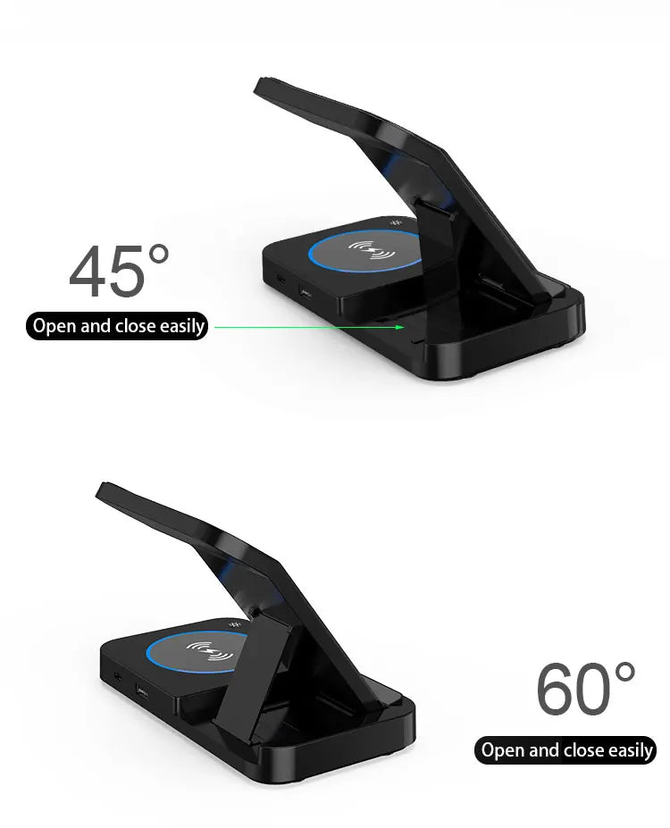 Portable Desktop Mobile Phone Wireless Charger Station 3In1 4 3 In One 3 In 1 Folding Megnetic Foldable 10W 15W Wireless Charger