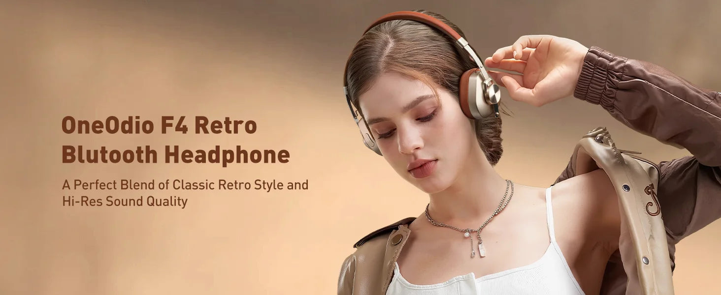 F4 Retro Wireless Bluetooth Headphones Hi-Res Audio On Ear Bluetooth 5.4 Headset With Microphone Metal HiFi Headphones