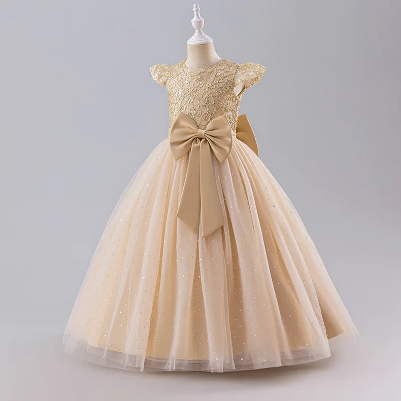 Girls Princess Dress - Fluffy Tulle Ball Gown with Bow Belt First Birthday Party Dress, Flower Girl Wedding Outfit
