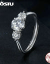 925 Sterling Silver Three Stone 1.6 CT Moissanite Wedding Opening Rings For Women Diamond Cut Flower Rings