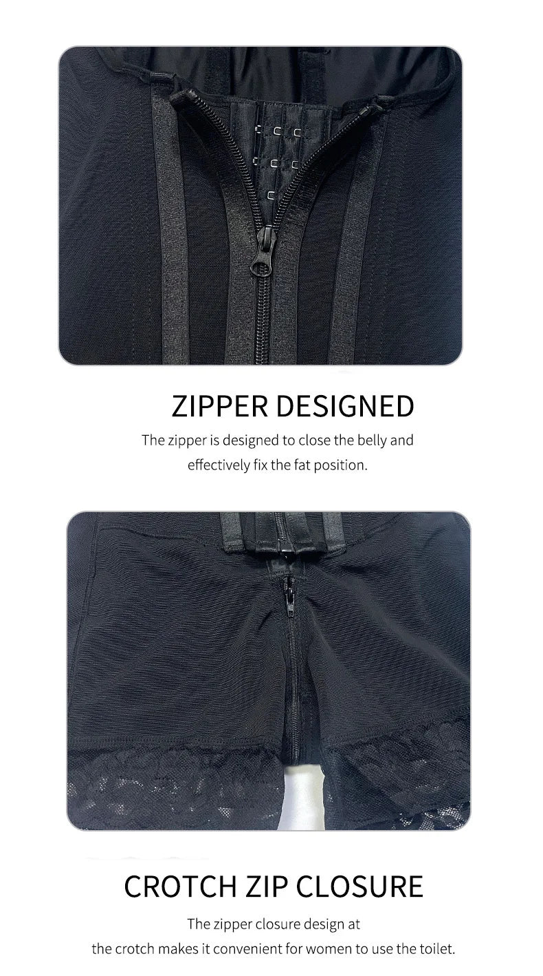 Body Shaper Women Colombian Fajas Shapewear Bodysuit 9-bone High Compression Girdles Double Tummy Control Full Body Open Crotch