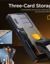 For Z Fold 6 Case with Secure Card Holder Sliding Camera Cover Rugged Hinge Protection Wallet Phone Case Glass Screen Protector