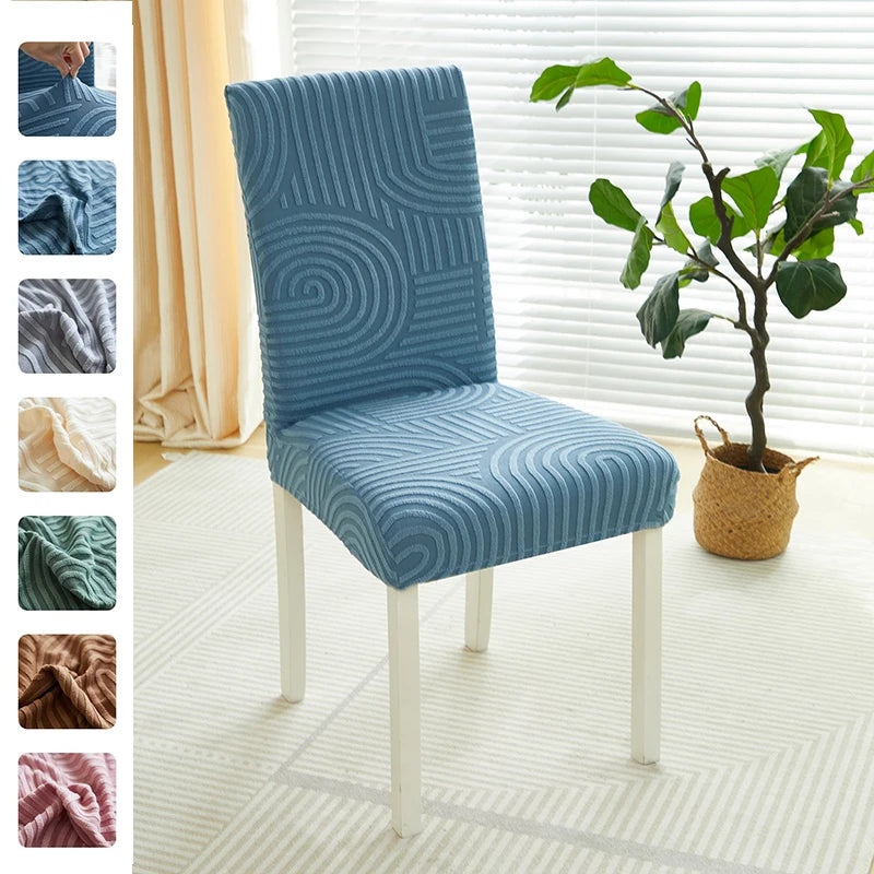 1PC Elastic Dining Room Chair Cover Jacquard Kitchen Chair Slipcovers Seat Covers Removable for Hotel Wedding Banquet Home