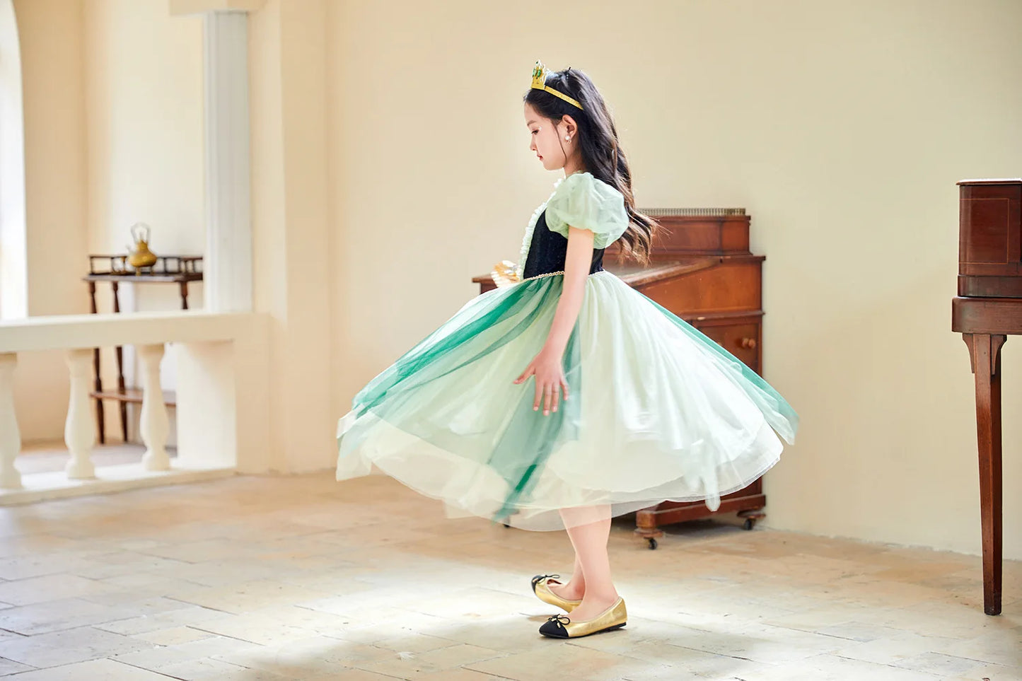 Summer New High-Quality Princess Dress - Girls Asymmetrical Tulle Skirt for Birthday & Children‘s Day