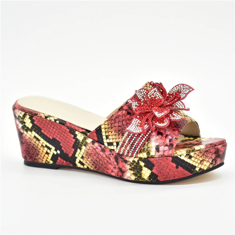 High Heels Women Ladies PU Wedges Shoes Ladies Shoes and Sandals Fashion Platform Leopard Pattern Rhinestone Woman Pumps