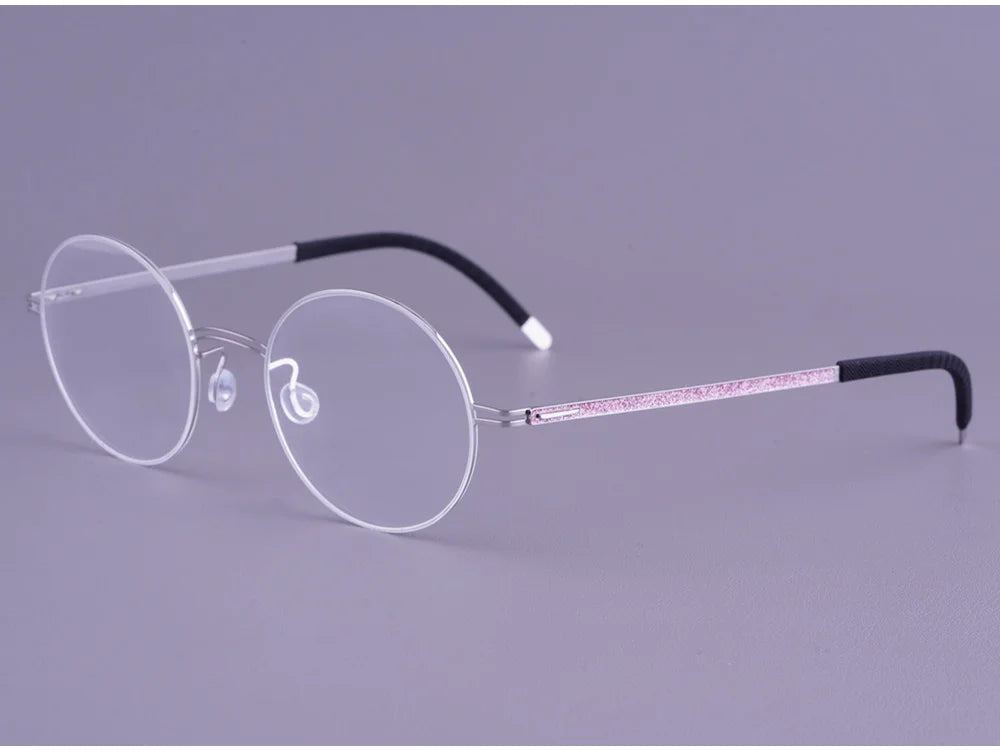 Vintage Round Screwless Titanium Eyeglasses Frame