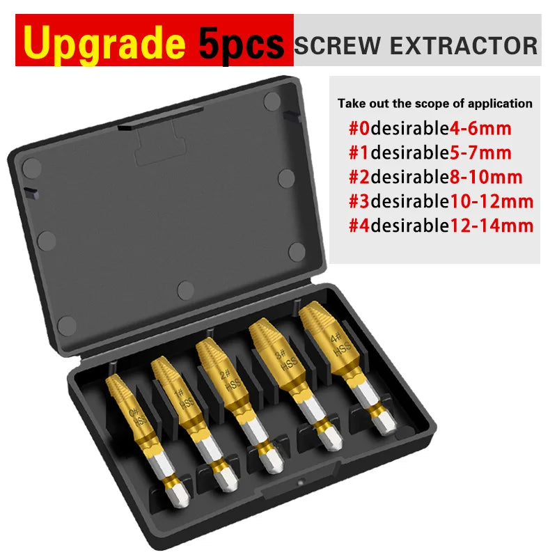 5Pcs Damaged Screw Extractor Drill Bit High Speed Steel Double Easily Take Out Side Drill Out Broken Screw Remover Bolt
