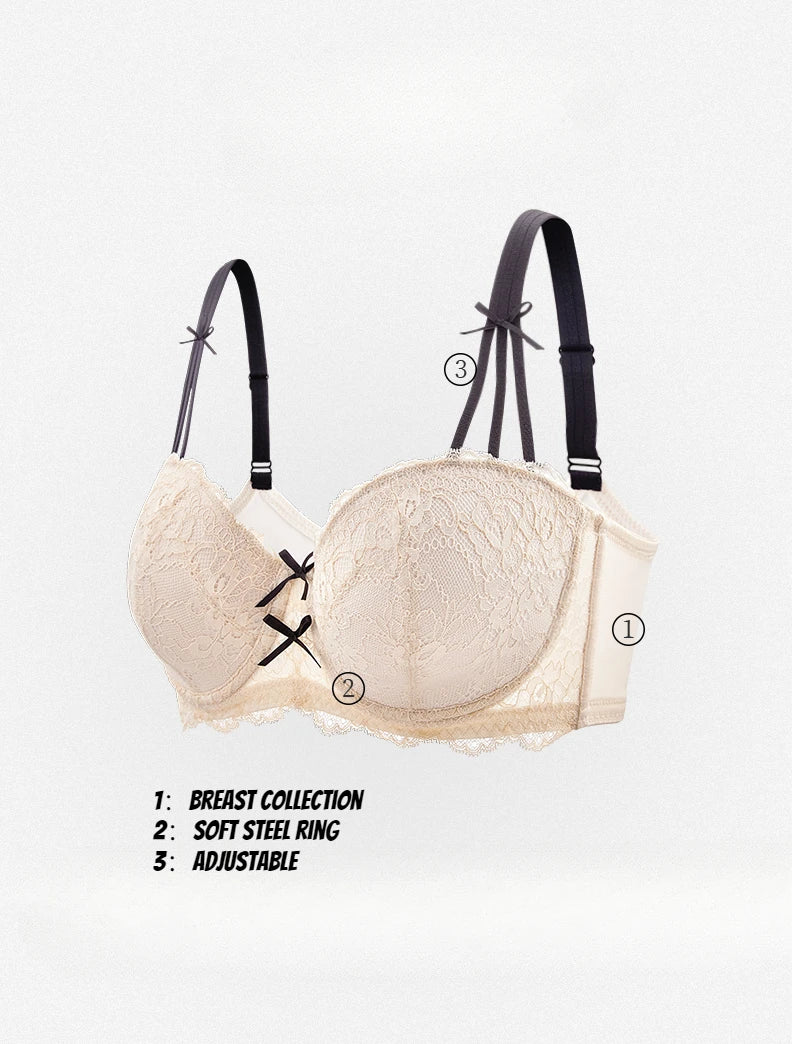 Womens Lace Half Cup Underwire Push Up Bra