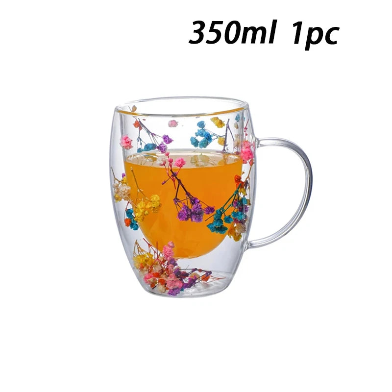 1/2/4PCS Double Wall Clear Glass Coffee Mugs Double Insulated Glass Cup For Hot Cold Beverages Cappuccino Espresso Cup