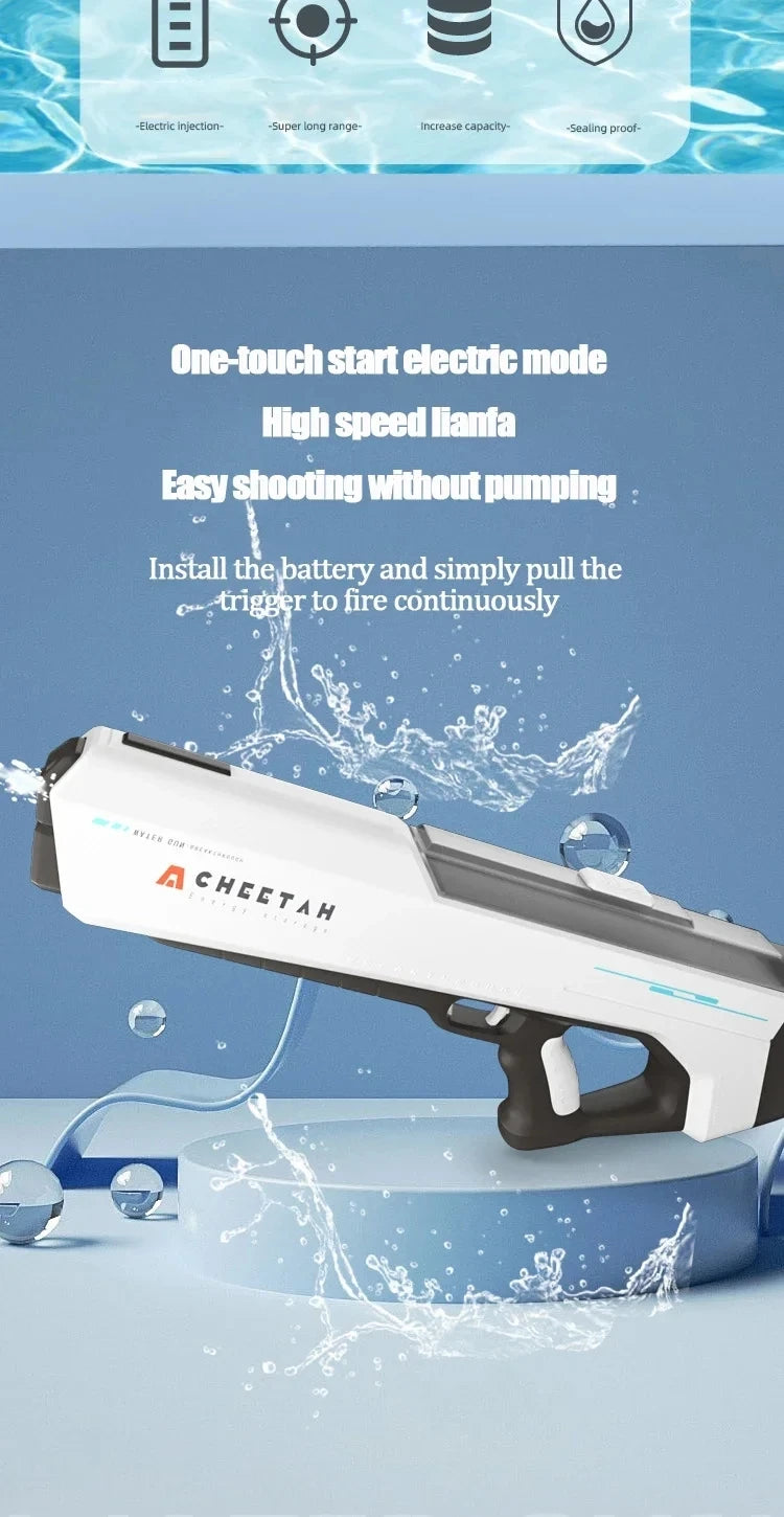 Fully Electric Big Water Gun High Pressure Rechargeable Water Blaster for Outdoor Summer Activities