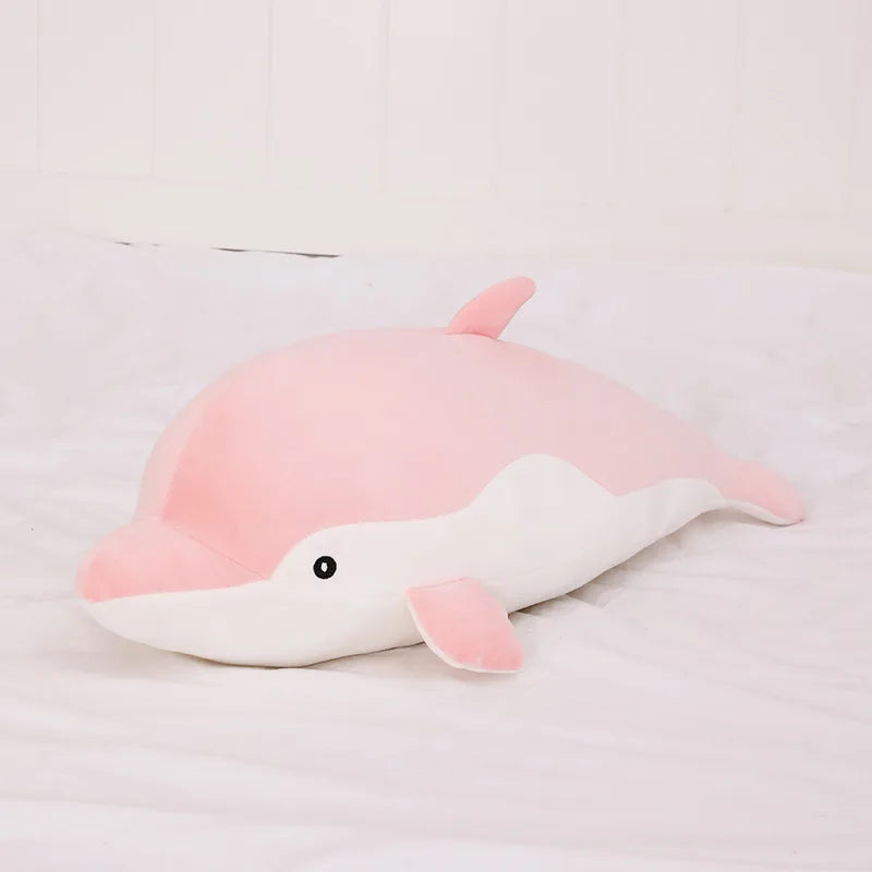 Kawaii Dolphin Plush Toy Soft Stuffed Doll for Kids Birthday Gift Large Cuddly Pillow Cute Plushie for Girls Super Soft Short