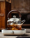 1100ml Suction Handle Beam Glass Teapot With Tea Strainer Infuser Steaming and Boiling Flower Tea Puer Dual-use Tea Pot