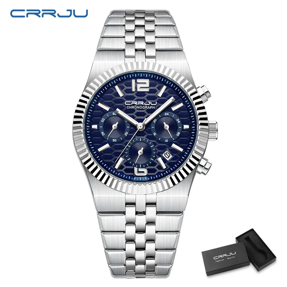 Classic Men's Automatic Date Watch Stainless Steel Quartz Elegant Round Case Luminous Versatile Fashion Night Light 2323