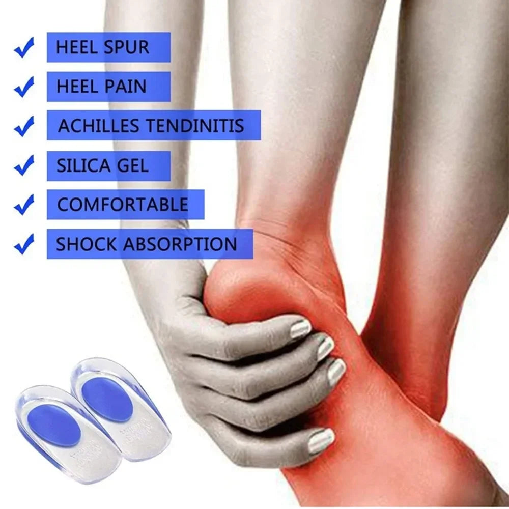 2 Pcs Silicone Heel Pad Heel Pain Relieves Pain Damping Heel Sole and Achilles Tendon Long-term Care Tool Foot Massage Care Pad