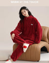 Women’s Winter Flannel Pajama Set – Warm Coral Fleece Loungewear with Cute Bunny Design