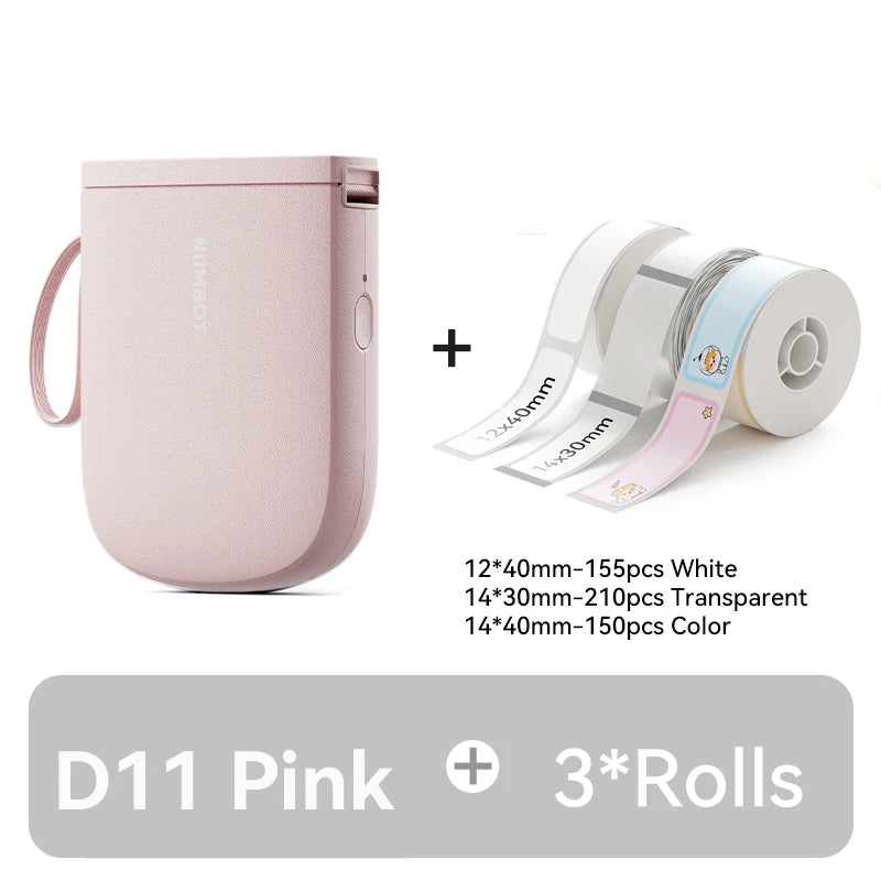 D11 Mini Thermal Label Printer 300DPI, Bluetooth Wireless Inkless Sticker Maker, Portable Label Printer for Android & iOS