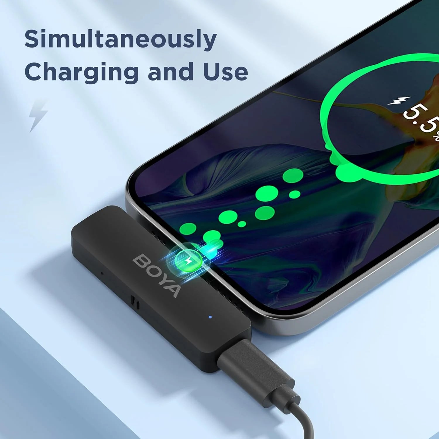 BY-V4 Wireless Lavalier Microphone for iPhone 15/16 Series Type C Smartphone 4-Channel Lapel Mic for Youtube Recording Vlog