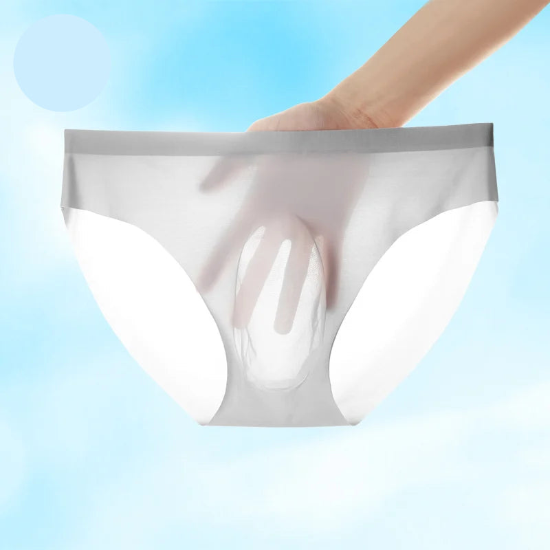 3-Pack Men’s Ice Silk Breathable Transparent Briefs – Thin & Lightweight