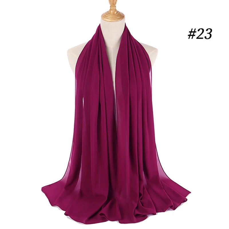 Muslim Chiffon Hijab Women Bubble Chiffon Scarf For Women Ladies Veil Muslim Islam Solid Color Malaysia Wrap Scarves
