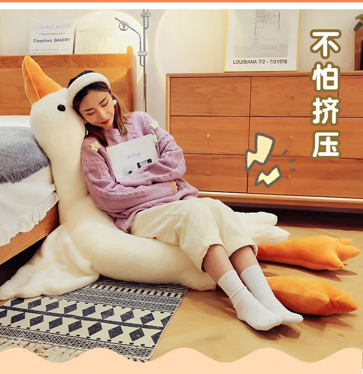 50-160cm Big White Goose Plush Toy Giant Duck Doll Soft Stuffed Animal Goose Sleeping Pillow Sofa Cushion Birthday Gift for Kids