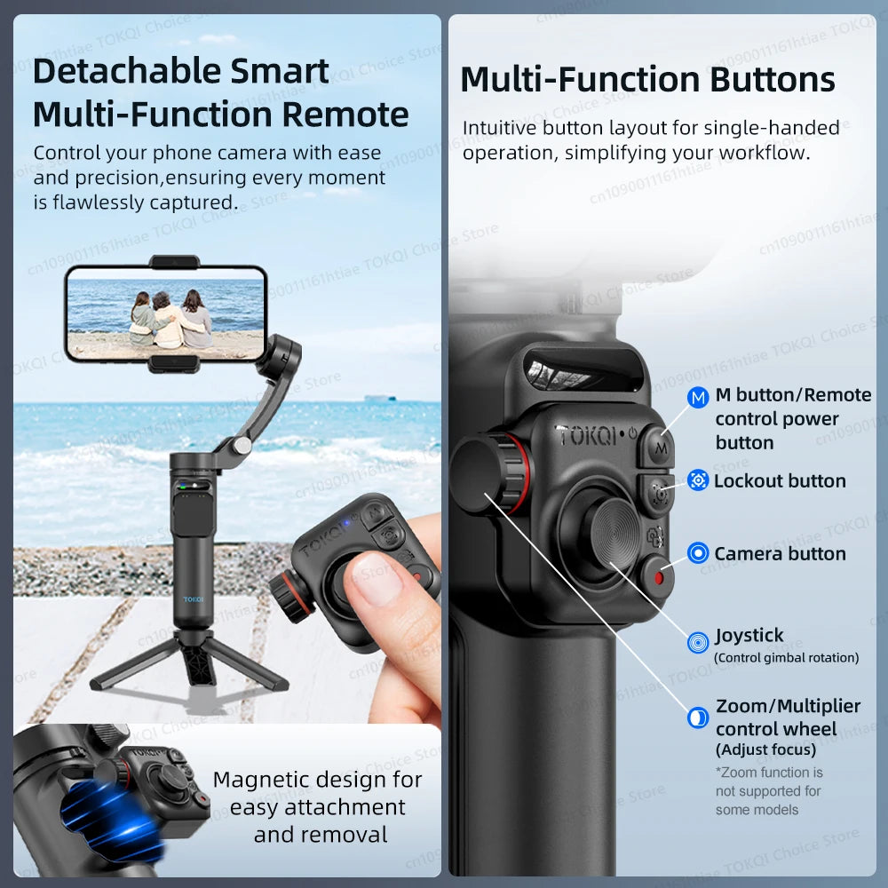 3-Axis Handheld Gimbal Stabilizer for Smartphone with Wireless Remote for iPhone Android Phone Face Tracking Tiktok Vlog