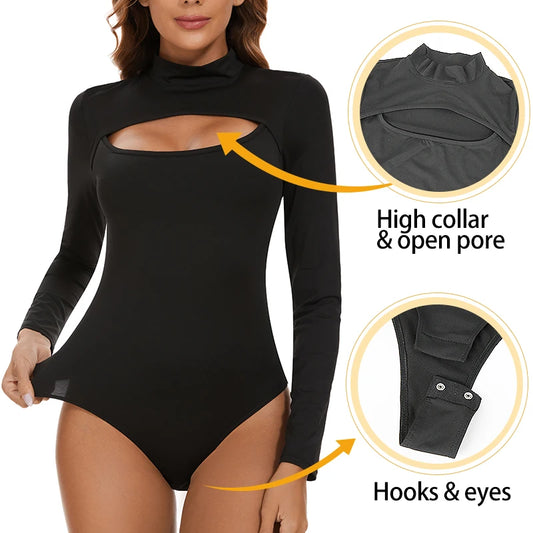 High Collar Shapewear Bodysuit for Women – Tummy Control Slimming Corset