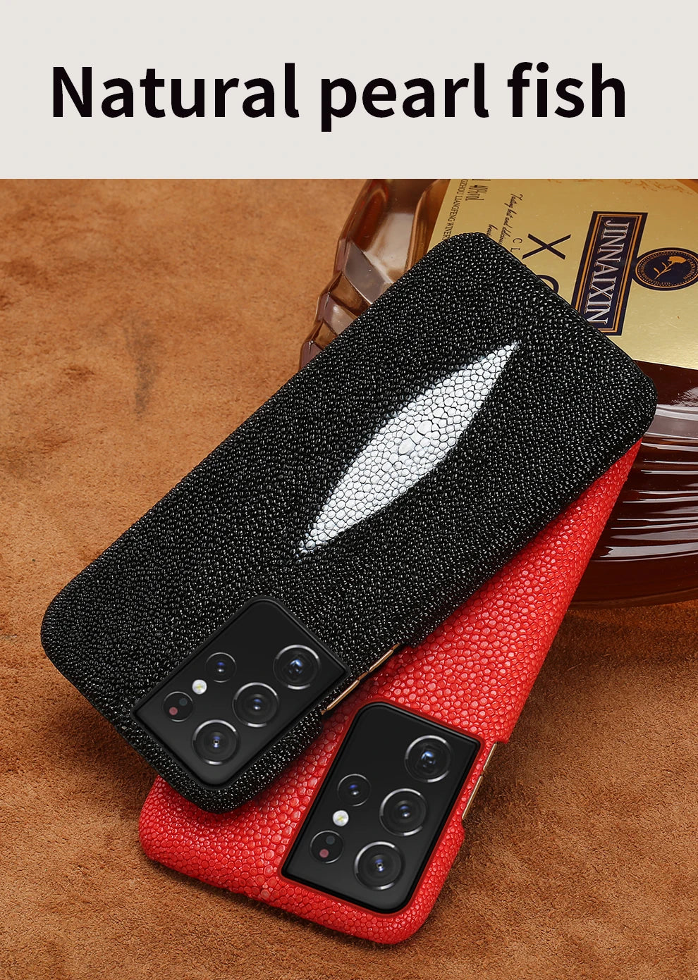 Luxury Genuine Stingray Leather Case for Samsung Galaxy S26 / S26 Ultra / S25 / S25 Plus / S24 / S23 5G – Magnetic Anti-Scratch Back Cover