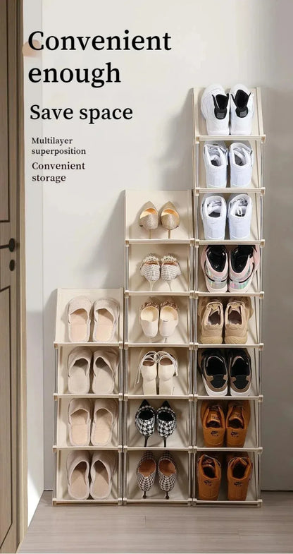 Plastic Shoe Shelf Simple Multi-Layer Living Room Vertical Shoes Racks Narrow Stackable Free Standing Shoes Entryway Or Bedroom