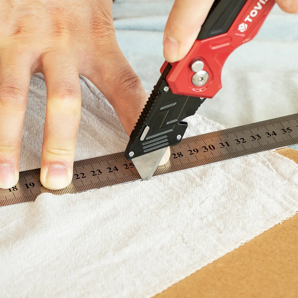 Folding Utility Knife Box Cutter, 3-Position Blades, Blade Storage Design with Extra 3 Blades, Box Knife for Cartons