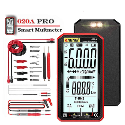 6000 Counts Digital Smart Multimeter Transistor Testers True RMS Auto Electrical Capacitance Meter Temp Resistance