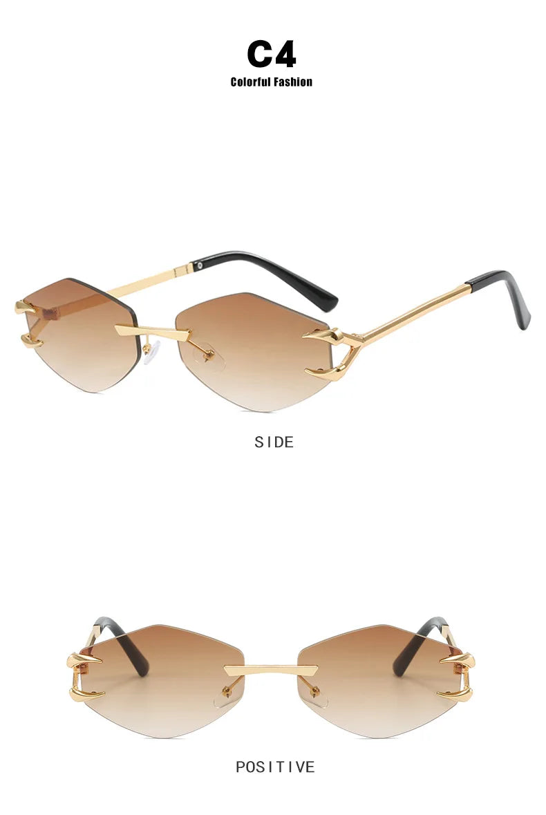 Sunglasses Personalized Frameless Glasses Polygonal Sun Glasses Casual Hip-Hop Trendy Outdoors Eyeglasses Men UV400