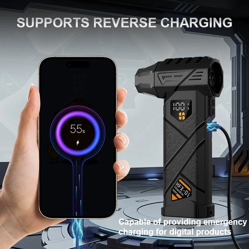 Powerful Turbo Air Blower Cordless Vacuum Cleaner Electric Snow Blower Led Lighting Deep Cleaning Tool For Cars/Electronics/Home