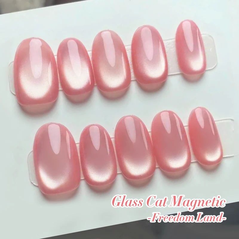 10ml Pink Glass Bead Cat  Gel Nail Polish Spring Moonlight Jelly Crystal Semi Permanent Soak Off Manicure