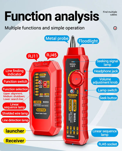 Smart Network Cable Tester RJ45 RJ11 LAN Cable Tester Finder Wire Tracker Receiver Network Repair Electrical Tool