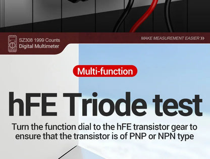 Square Wave Digital Multimeter 1999 Counts HFE Triode Buzzer Tester AC/DC Voltage 10A Current Multimeters Meter Tool