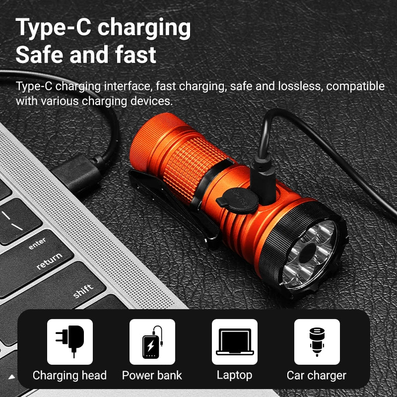 7 LED Rechargeable Multi Colour Mini Flashlight