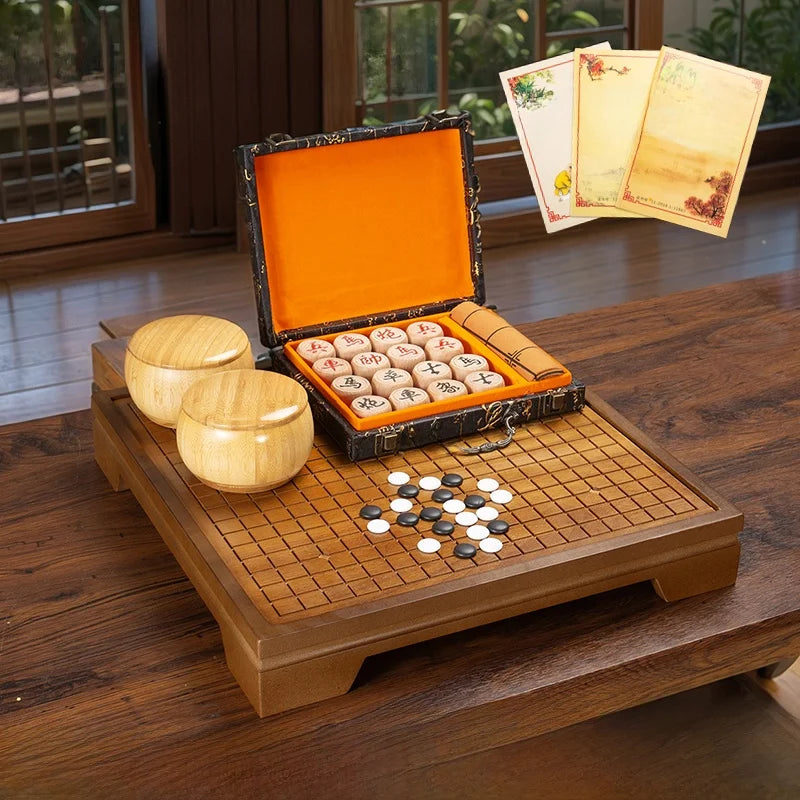 2 in 1 Wooden Chinese Chess & Go Board Game Set
