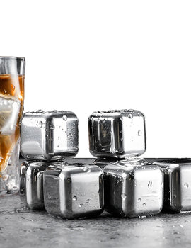 1/2/4/6 Pc Stainless Steel Ice Cube Set Reusable Chilling Stones for Whiskey Wine Wine Cooling Cube Chilling Rock Party Bar Tool