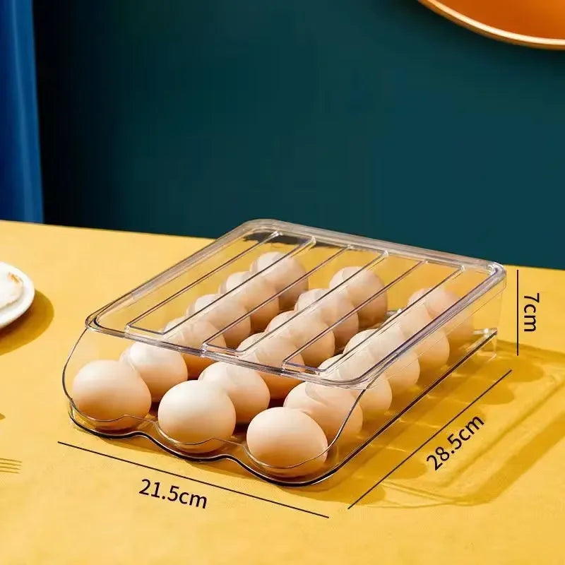 Automatic Rolling Egg Box Multi-Layer Rack Holder – Refrigerator Egg Storage Basket Kitchen Organizer