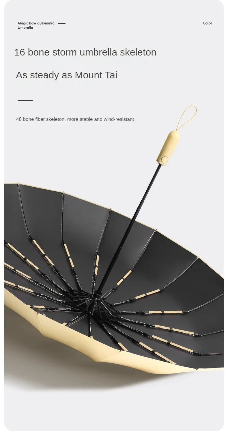Automatic Folding Umbrella 16 Bone Windproof Large 105cm Sun Shade Rain Protection Travel Umbrella